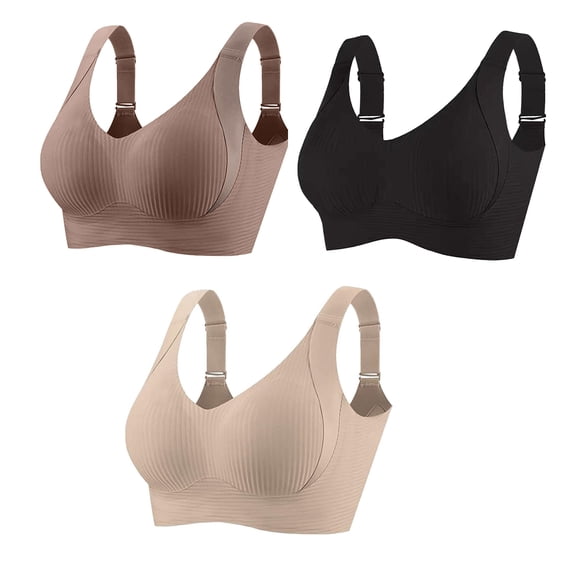 3PCS Women's Bras Wireless Comfortable Bralette Set - Soft Seamless Non-Padded Lounge Bras with Adjustable Straps, Breathable Sleep Bras for Everyday Wear (M-3XL)