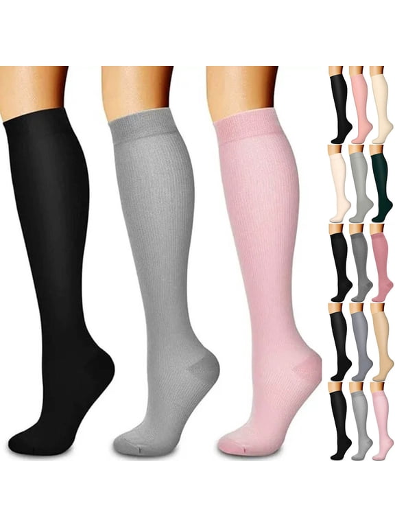 3PCS Women's Over The Calf Compression Stockings, Breathable Temperature Control, Fatigue Relief Recovery Socks, Fashion Casual Long Socks for Outdoor Sports All Day | TruHer,Army Green L/XL