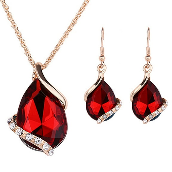 3PCS Women's Fashion Rhinestone Choker Chain Necklace Drop Earrings Jewelry Set
