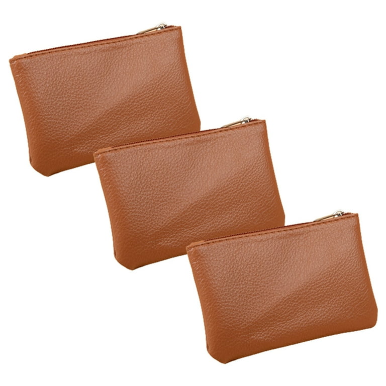 Yuanbang 3pcs Women s PU Leather Coin Purse Zipper Pocket Size Pouch Change Wallet Brown Size 80 120cm