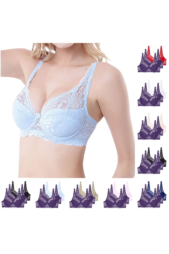 3PCS Women's Plus Size Bras Underwire Solid Color Lightweight Push up Supportive Bras Women Bralette Bras for Heavy Breast Khaki 90C