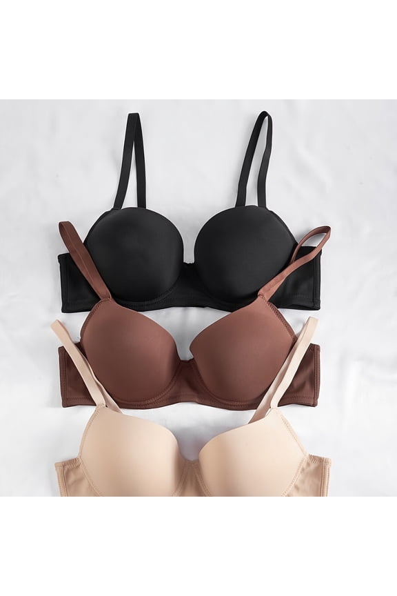 3PCS Women's Push Up Bra,Half Cup Adjustable Removable Shoulder Strap Double Row Buckle Push Up Women Bra Inside Clothing