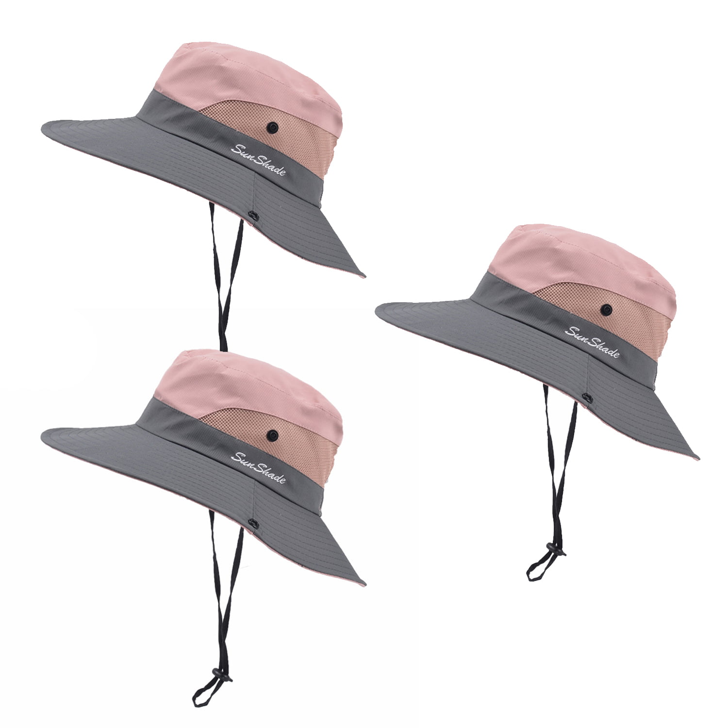 3PCS Women's Safari Hat UV Protection Wide Brim Fishing Hat