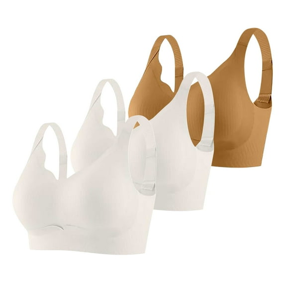 3PCS Women's Seamless Comfort Bras Adjustable Wireless Full Support Sports Bra for Everyday Wear Plus Size 3PCS