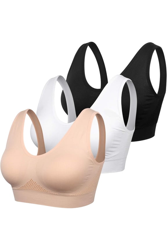 3PCS Women's Seamless Comfortable Sports Bra with Removable Pads