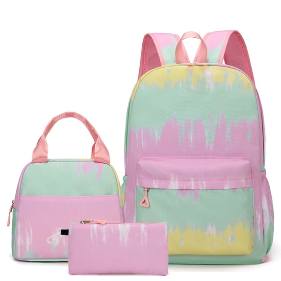 Lumtrix 3PCS Teens Backpack with Lunch Box Set Gradient Bookbag Lightweight Baypack for Teens & Teens C