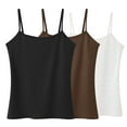 thumbnail image 1 of 3PCS Womens Basic Camisole Undershirts Spaghetti Strap Casual Sleeveless Shirts Summer Slimming Comfort Going Out Tops, Black&Brown&White, XL, 1 of 1