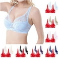 thumbnail image 1 of 3PCS Womens Bras Plus Size Solid Color Lightweight Underwire Push up Supportive Bras Women Supportive Sport Daily Bras Everyday Underwear Light Blue 85B, 1 of 5