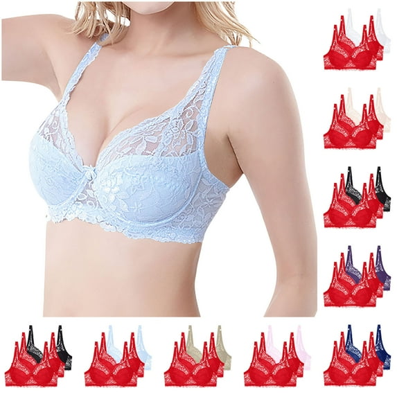 3PCS Womens Bras Underwire Push up Plus Size Solid Color Lightweight Supportive Bras Fashion Women's Soft Yoga Bra Shaping Breast Collection Sports Bras Beige 100C