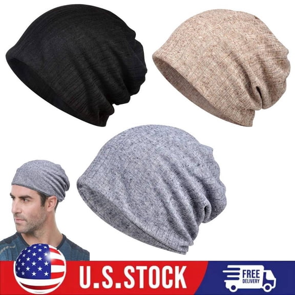 3PCS Womens Chemo Headwear Hats Cotton Slouchy Beanie Cap Scarf