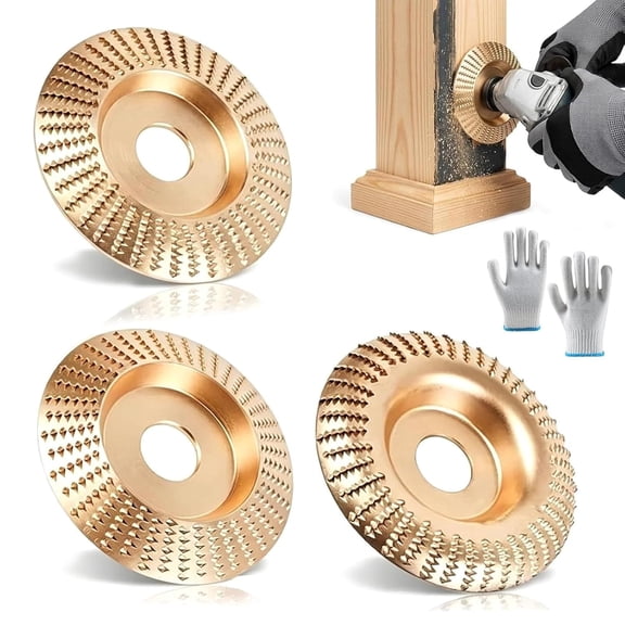 3PCS Wood Carving Disc Set for 4" and 4-1/2" Angle Grinder, Carbide Grinding Shaping Wheel with 5/8" Arbor, Angle Grinder Wood Carving Disc Attachments for Wood Cutting, Carving, Sanding (Set a)