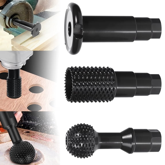 3PCS Wood Grinder Ball Gouge Set with 5/8-11 Thread for 4 1/2 and 5 Inch Angle Grinder Attachment Power Carving Tool with Sphere Rotary Burr High Steel Electric for Wood Hollowing Slotting