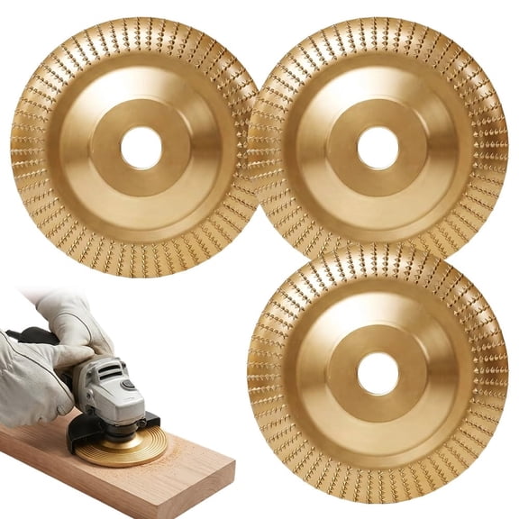 3PCS Wood Grinding Disc Set for Angle Grinder, Flat Curve Inclined Carbon Steel Shaping Wheel Attachments for Wood Sanding Polishing and Surface Finishing