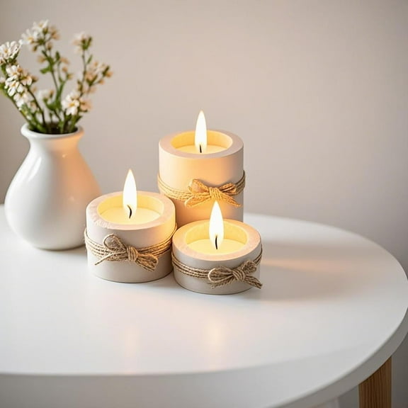 3PCS Wooden Tea Light Candle Holders, 3 Sizes Wood Candle Holder, Wood Log Candle Holders Rustic Tealight Candle Holder for Dinning Party Room Decoration