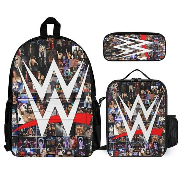 3PCS Wres-Tler W-W,E Backpack Set With Front Pocket Large Capacity Bookpacks With Lunch Box Pencil Case Backpack Set