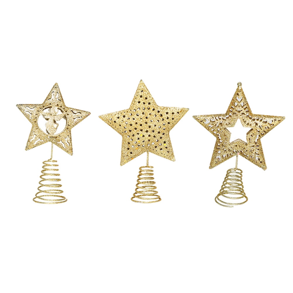 3PCS Xmas Fivepointed Star Tree Topper Christmas Tree Decorative