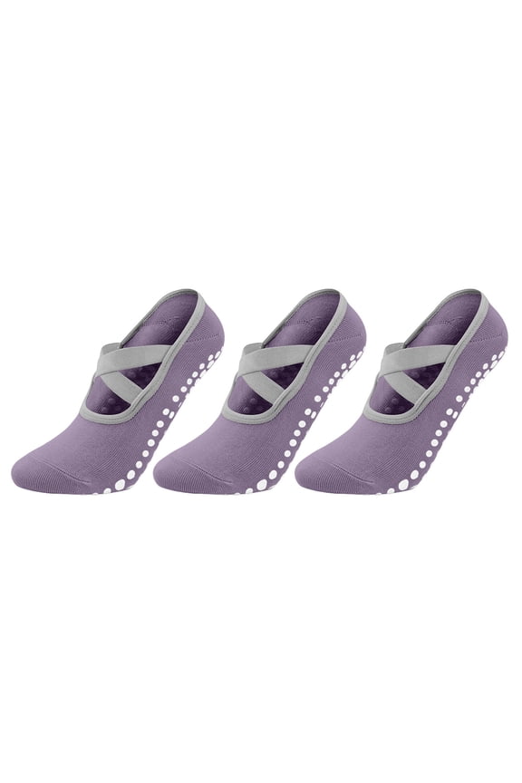 3PCS Yoga Socks for Women Pilates Socks Grip Socks Pilates Grip Socks Non Slip Skid Socks with Grips Straps for Ballet Dance Workout Gripper Sock Suitable for Plasticity Dance Home Training