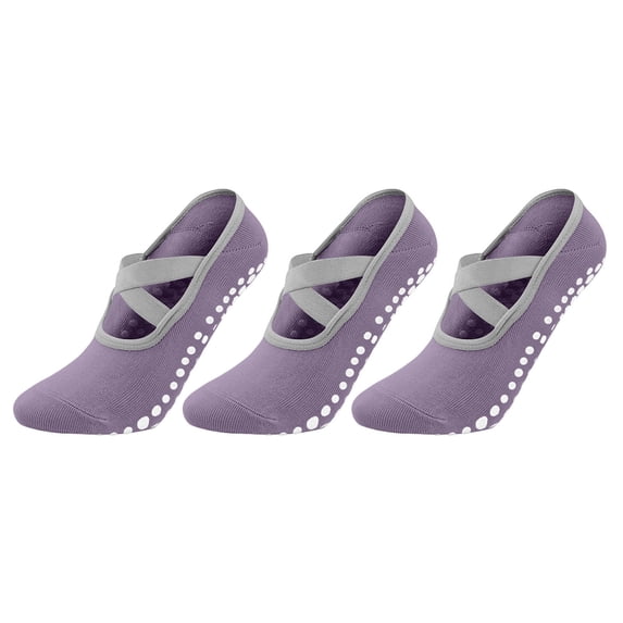 Fjofpr 3PCS Yoga Socks for Women Pilates Socks Grip Socks Pilates Grip Socks Non Slip Skid Socks with Grips Straps for Ballet Dance Workout Gripper Sock Suitable for Plasticity Dance Home Training