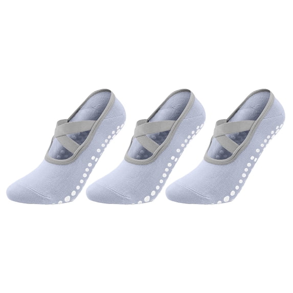 Fjofpr 3PCS Yoga Socks for Women Pilates Socks Grip Socks Pilates Grip Socks Non Slip Skid Socks with Grips Straps for Ballet Dance Workout Gripper Sock Suitable for Plasticity Dance Home Training