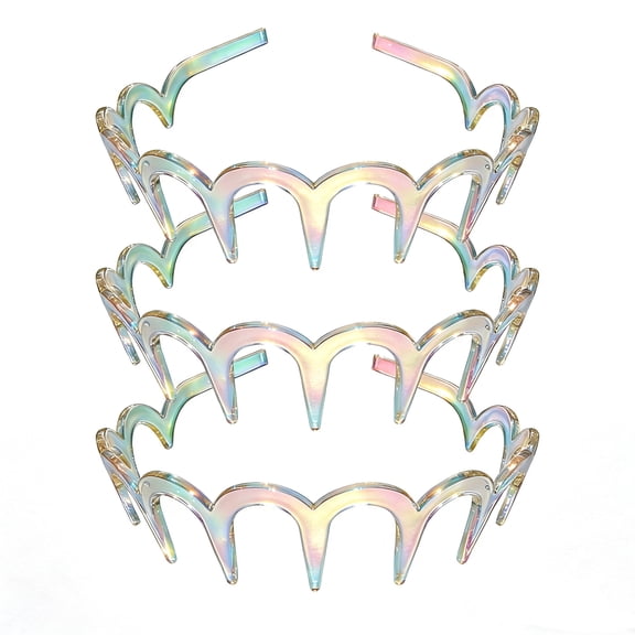 3PCS Zig Zag Pearlescent Clear U Shape Fashion Tooth Hair Comb Headband, High Cranium Headbands for Women's Hair, Reversible Headbands with Teeth for Women Gifts for Teen Girls