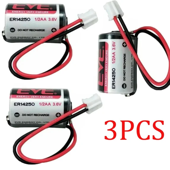 3PCS for EVE ER14250 1/2AA 3.6V 1200mAh LS14250 Lithium Replace Battery w/ Plug