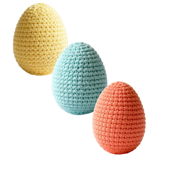 3PCSCute Handmade Knitted Easter Egg Decoration DIY Knitting Pastel Eggs Crochet Mini Table Ornaments Spring Easter Centerpieces Easter Egg Decoration Easter Tiered Tray Decor Spring Home Party Decor