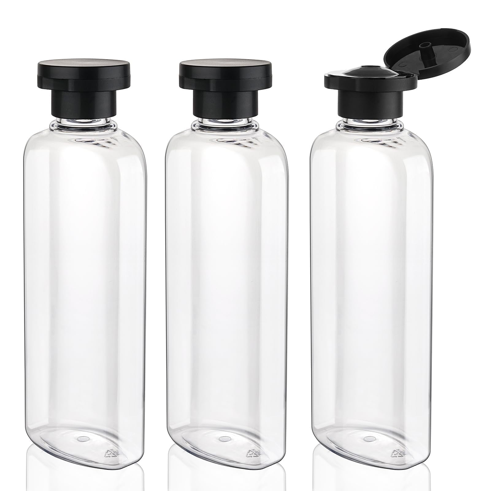 3PCs 7.7oz Travel Shampoo and Body Wash Bottle, Leakproof Squeeze Bottle with Flip Top, Refillable Container, Dispensing Bottle, Bathroom Accessories