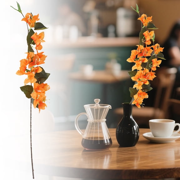 3PCs Artificial Flowers Stem, Hanging Flower Branches, Fake Flower Stems for Wedding Table Centerpieces, Home Garden Arch Wall Decorations Orange