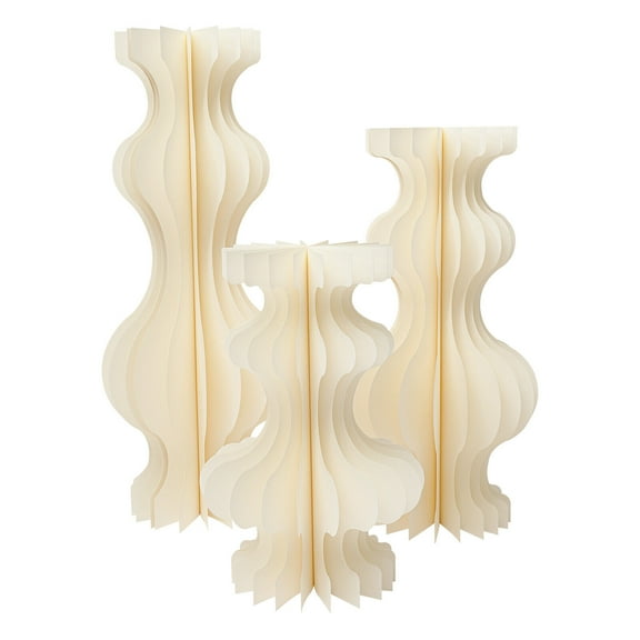 3PCs Cardboard Flowers Stands Cylinder Pedestal Stands for Party, Foldable Display Paper Round Cylinder Columns, Champagne Cardboard Display Paper Columns for Wedding, Birthday, Party, Backdrop