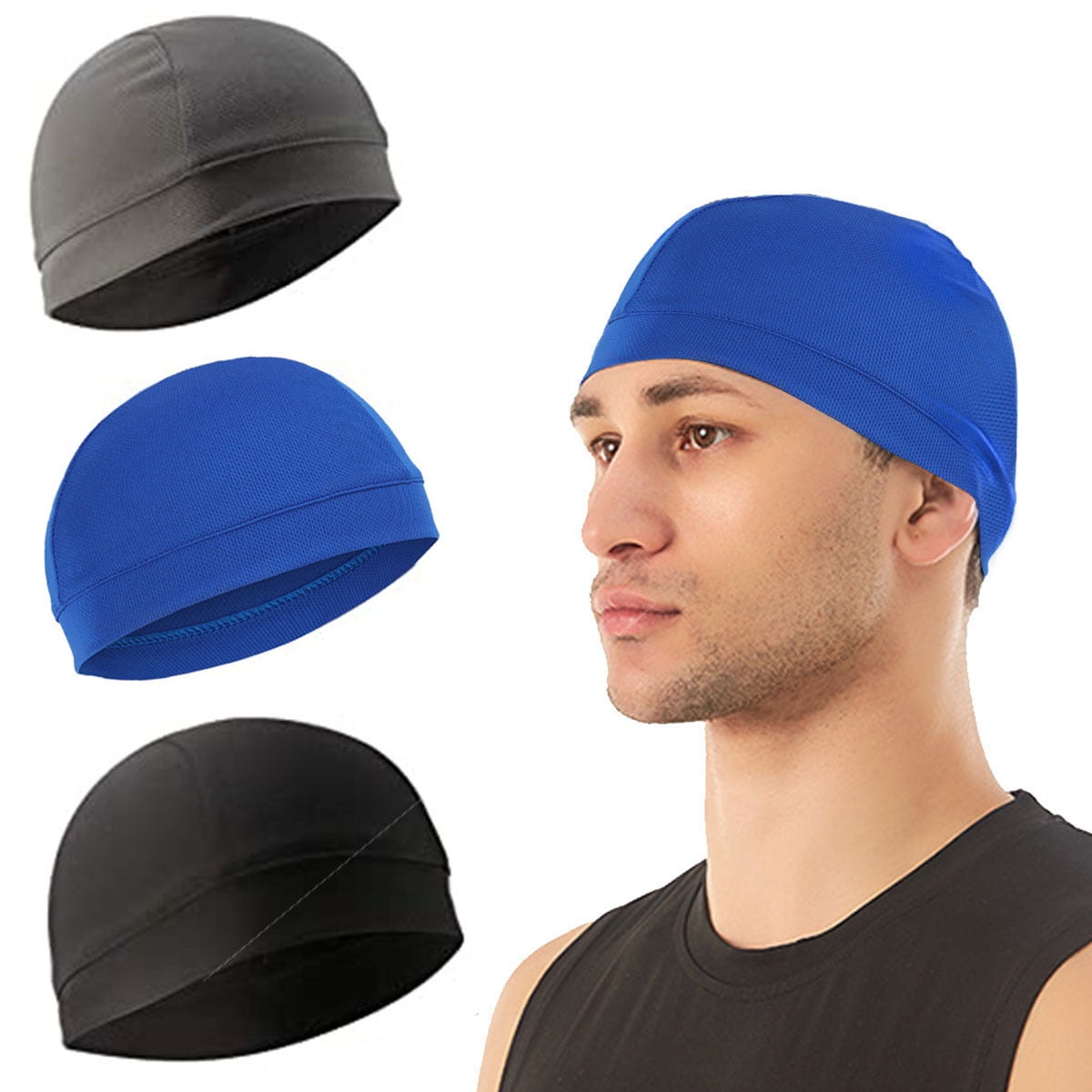 3PCs Cycling Running Cap for Men Cooling Skull Caps Cycling Cap for Men