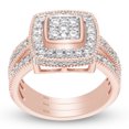 thumbnail image 1 of AFFY 1CT Moissanite Diamond Square Cluster Engagement Bridal Ring Set 14K Rose Gold over Silver-4.5, 1 of 6