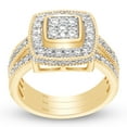 thumbnail image 1 of AFFY 1CT Moissanite Diamond Square Cluster Engagement Bridal Ring Set 14K Yellow Gold over Silver-7.5, 1 of 8