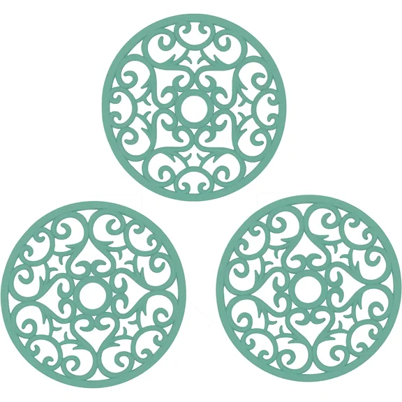 3PCs Silicone Trivet Mat for Hot Pan in Heart Design Trivets, Non Slip, Serving Dishes Plates, Kitchen Hot Pan Holder for Countertop & Table, Mint