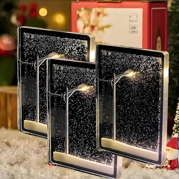 3PCs Snowy Lamp Snowy Streetlamp Light Snow Flake Lights Snowflake Night Light Snowy Night Street Lamp Diy Materials Street Flowing Lamp Snow Scenery Street Lamp Snowflake Lamp