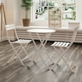 thumbnail image 1 of 3PCs Table Chair Set, Metal Foldable Bistro Set with 2 Portable Chairs, Round Table, Outdoor Folding Patio Bistro for Pool, BBQ, Camping, Balcony, Picnic, White, 1 of 8