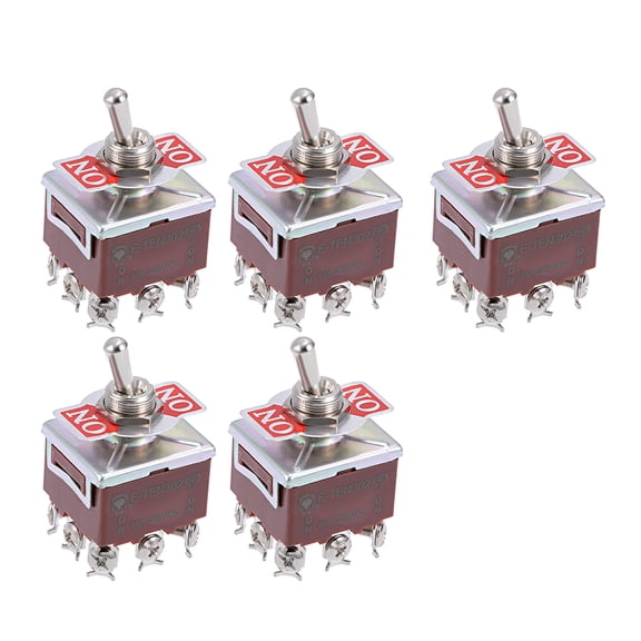 3PDT Lacthing Rocker Toggle Switch Heavy 15A 250V 9P ON/ON Metal Bat 5pcs