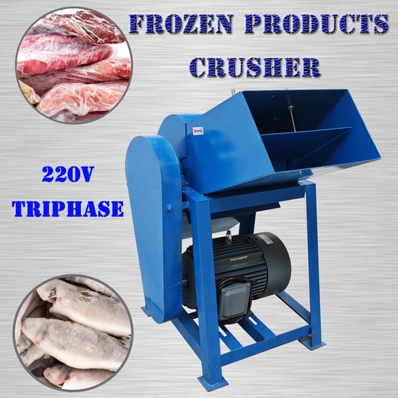 3PH Crusher Machine Frozen Fish Meat Chicken Duck Intestines Commercial 220V 60HZ