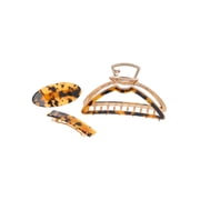 Women's Faux Tortoiseshell Barrette and Claw Clip Set, 3-Piece
