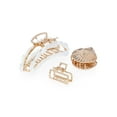 thumbnail image 1 of Time and Tru Women's Gold Tone Metal Claw Clip Set with Faux Pearl Embellishments, 3-Piece, 1 of 4