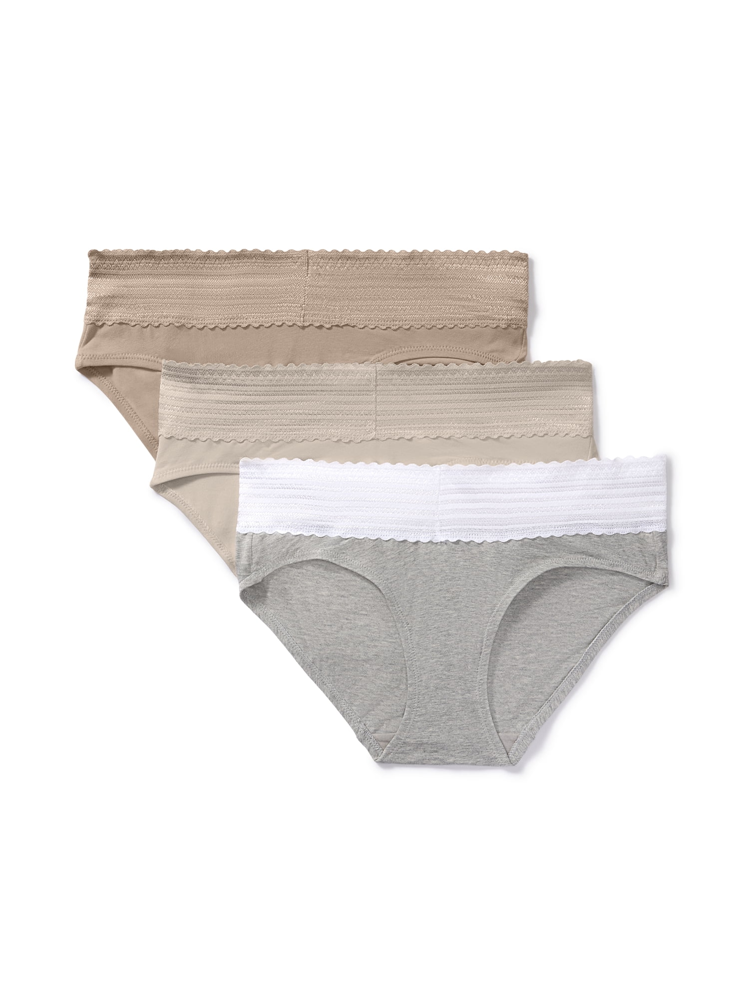 Warners® Blissful Benefits Women's Dig-Free Comfort Mid Waist Cotton Hipster with Lace 3-Pack S-3XL