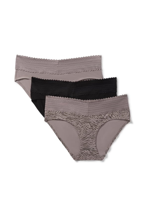 Warners® Blissful Benefits Women's Dig-Free Comfort Mid Waist Cotton Hipster with Lace 3-Pack S-3XL