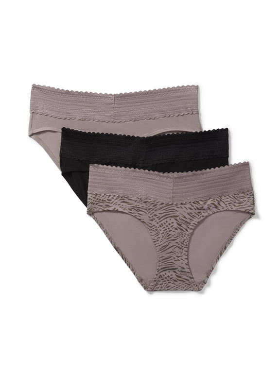 Warners® Blissful Benefits Women's Dig-Free Comfort Mid Waist Cotton Hipster with Lace 3-Pack S-3XL