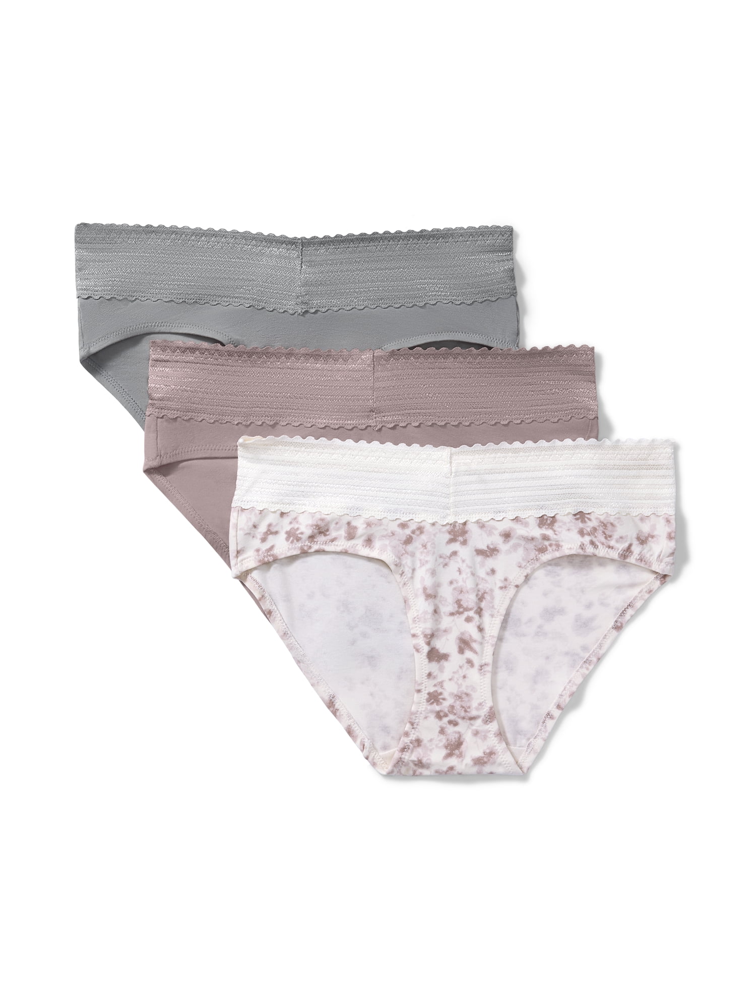 Warners® Blissful Benefits Women's Dig-Free Comfort Mid Waist Cotton Hipster with Lace 3-Pack S-3XL