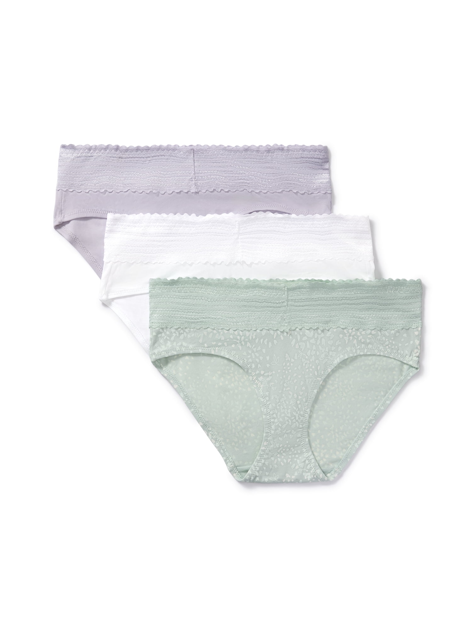 Warners® Blissful Benefits Women's Dig-Free Comfort Mid Waist Cotton Hipster with Lace 3-Pack S-3XL