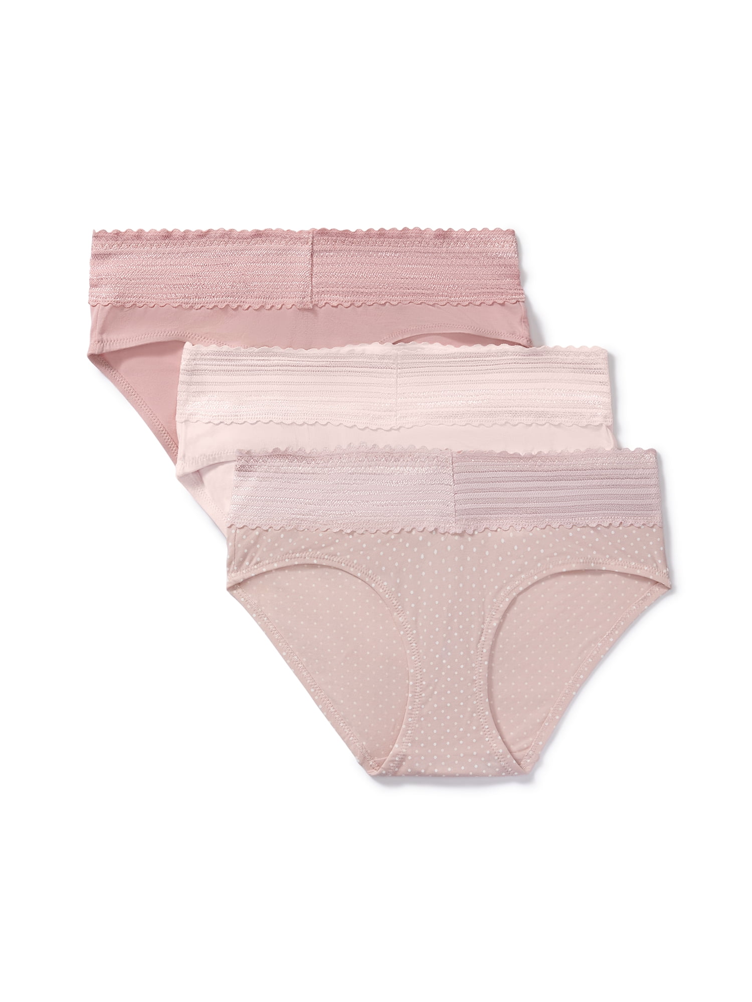 Warners® Blissful Benefits Women's Dig-Free Comfort Mid Waist Cotton Hipster with Lace 3-Pack S-3XL