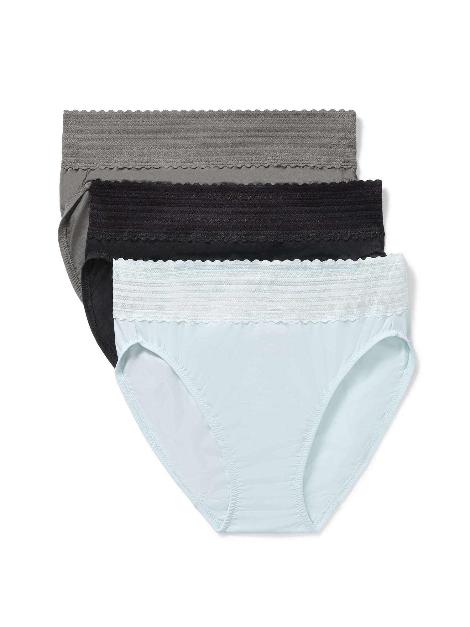 Warners® Blissful Benefits Women's Dig-Free Comfort Mid Waist Microfiber Hi-Cut with Lace 3-Pack S-3XL