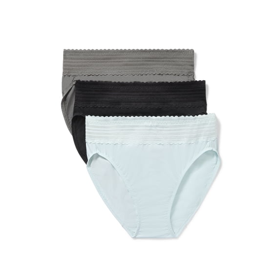 Warners® Blissful Benefits Women's Dig-Free Comfort Mid Waist Microfiber Hi-Cut with Lace 3-Pack S-3XL