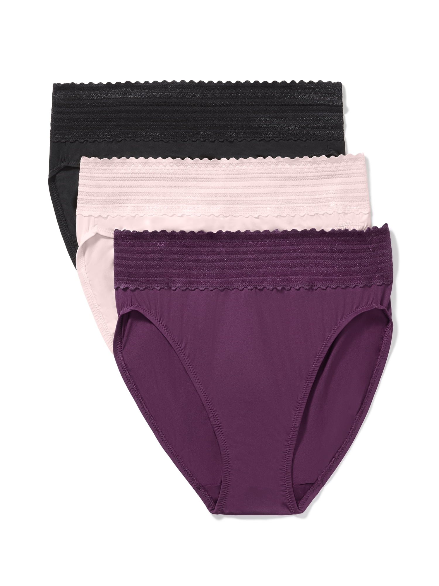 Warners® Blissful Benefits Women's Dig-Free Comfort Mid Waist Microfiber Hi-Cut with Lace 3-Pack S-3XL