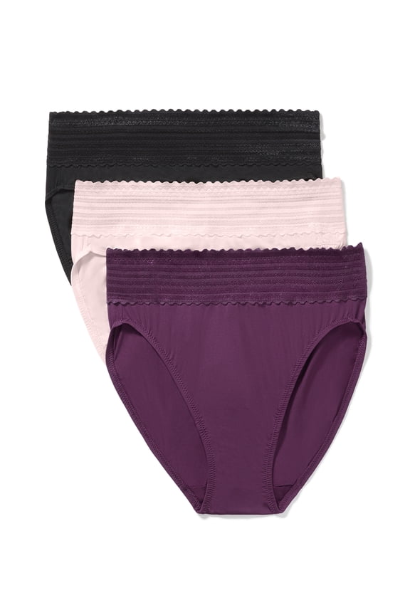 Warners® Blissful Benefits Women's Dig-Free Comfort Mid Waist Microfiber Hi-Cut with Lace 3-Pack S-3XL