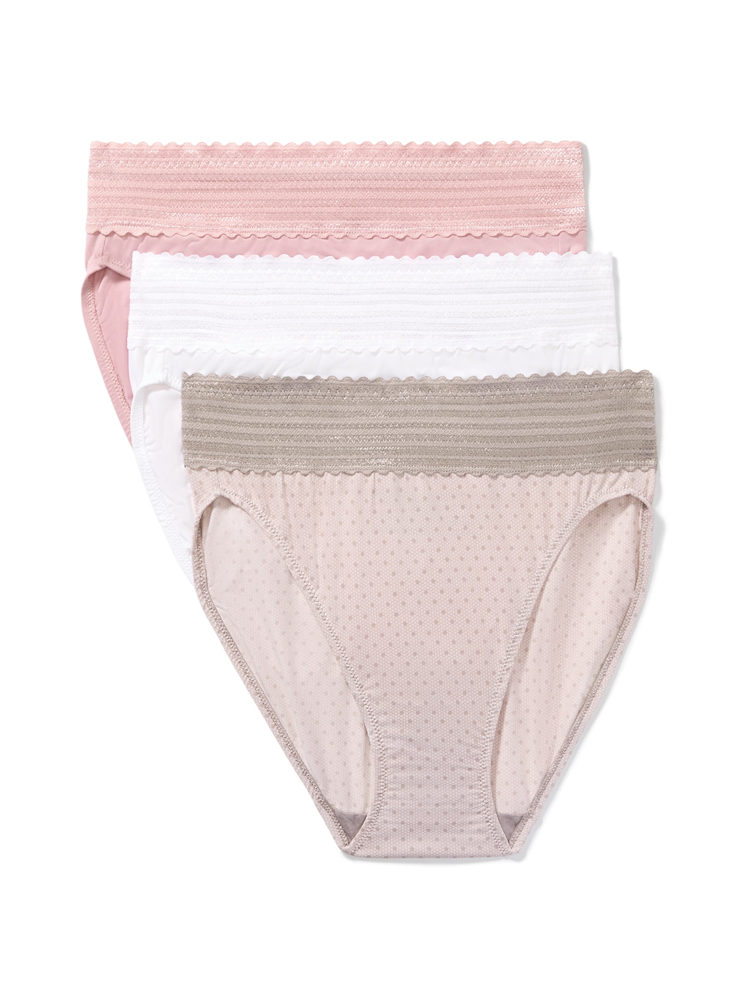 Warners® Blissful Benefits Women's Dig-Free Comfort Mid Waist Microfiber Hi-Cut with Lace 3-Pack S-3XL